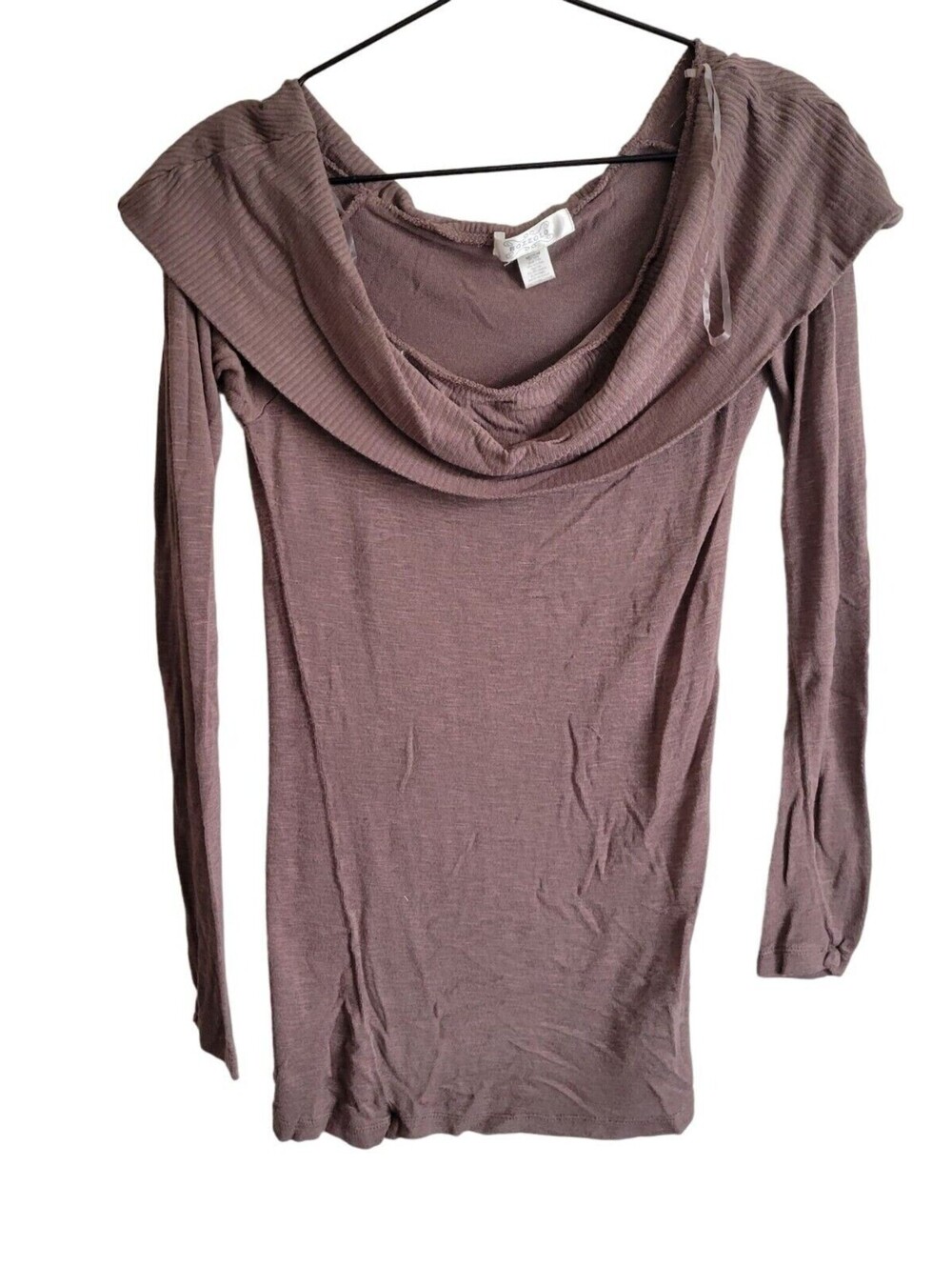 Bozzolo Womens Sz M Long Sleeve Cowl Neck Knit Shirt Taupe Beige